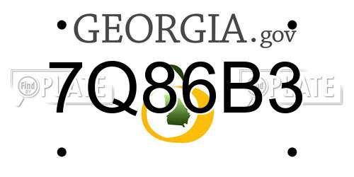 7Q86B3 Georgia License Plate