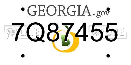 7Q87455 Georgia License Plate