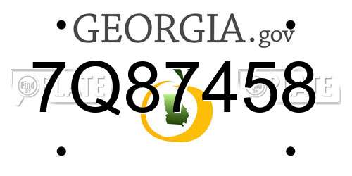 7Q87458 Georgia License Plate