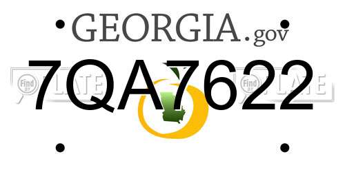 7QA7622 Georgia License Plate