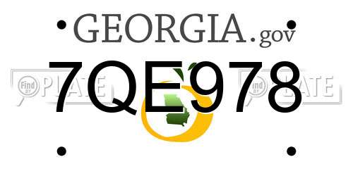 7QE978 Georgia License Plate