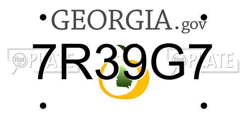 7R39G7 Georgia License Plate