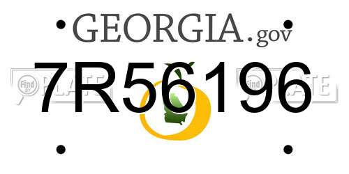 7R56196 Georgia License Plate