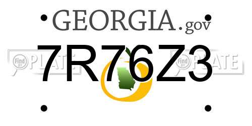 7R76Z3 Georgia License Plate