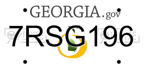 7RSG196 Georgia License Plate