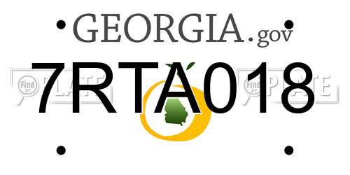 7RTA018 Georgia License Plate