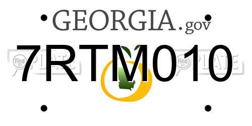 7RTM010 Georgia License Plate