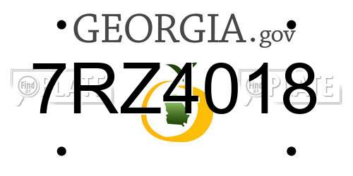 7RZ4018 Georgia License Plate