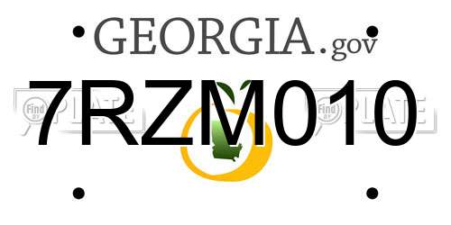 7RZM010 Georgia License Plate