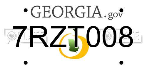 7RZT008 Georgia License Plate