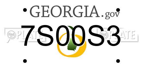 7S00S3 Georgia License Plate