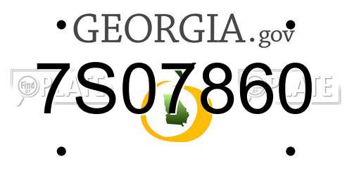 7S07860 Georgia License Plate