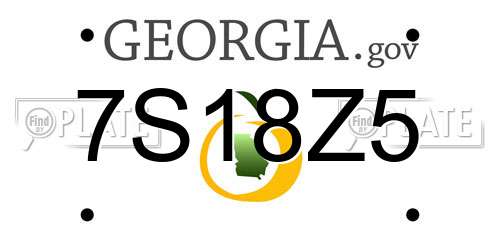7S18Z5 Georgia License Plate