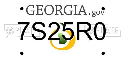 7S25R0 Georgia License Plate