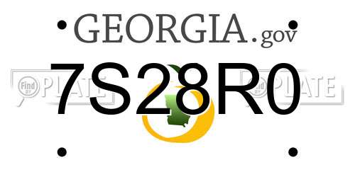 7S28R0 Georgia License Plate