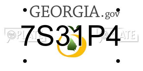 7S31P4 Georgia License Plate