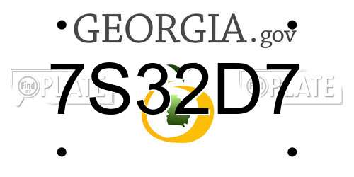 7S32D7 Georgia License Plate