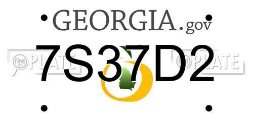 7S37D2 Georgia License Plate