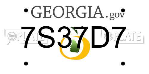 7S37D7 Georgia License Plate