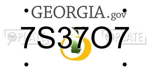 7S37O7 Georgia License Plate