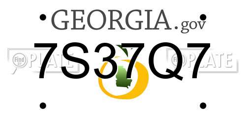 7S37Q7 Georgia License Plate