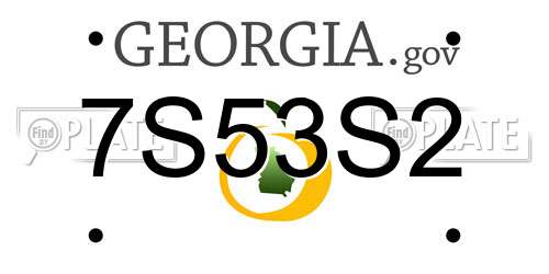 7S53S2 Georgia License Plate