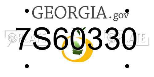 7S60330 Georgia License Plate