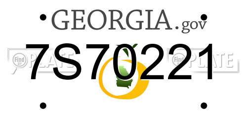 7S70221 Georgia License Plate