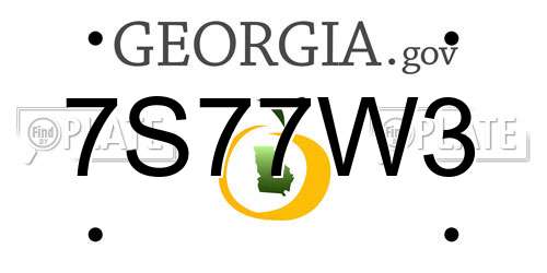 7S77W3 Georgia License Plate