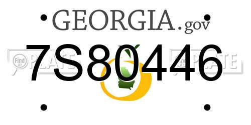 7S80446 Georgia License Plate