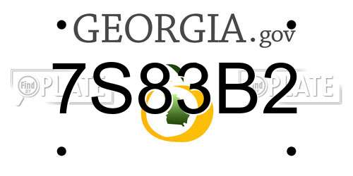 7S83B2 Georgia License Plate