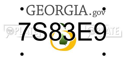 7S83E9 Georgia License Plate