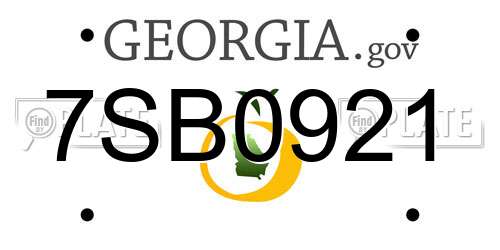 7SB0921 Georgia License Plate
