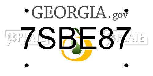 7SBE87 Georgia License Plate