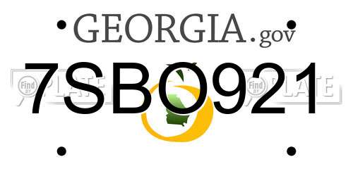 7SBO921 Georgia License Plate