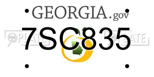7SC835 Georgia License Plate