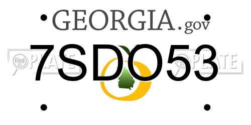 7SDO53 Georgia License Plate