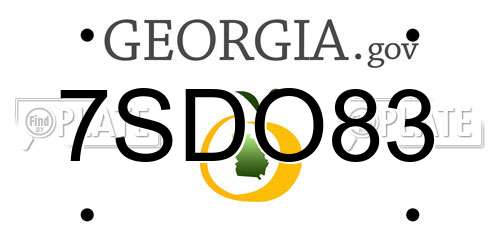 7SDO83 Georgia License Plate