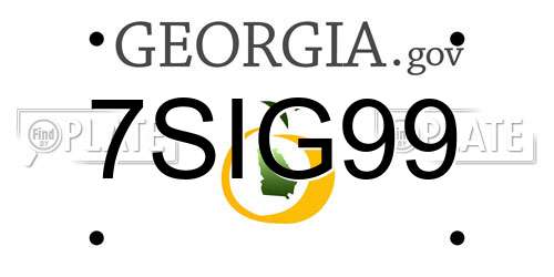7SIG99 Georgia License Plate
