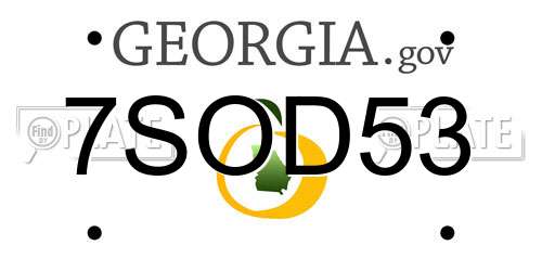 7SOD53 Georgia License Plate