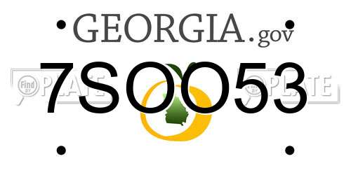 7SOO53 Georgia License Plate