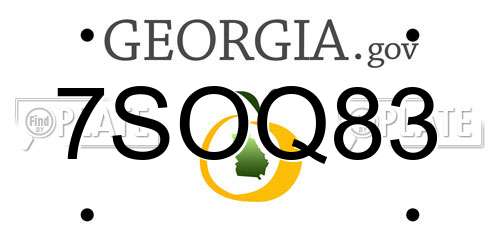 7SOQ83 Georgia License Plate