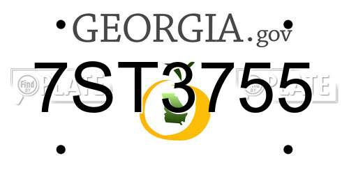 7ST3755 Georgia License Plate