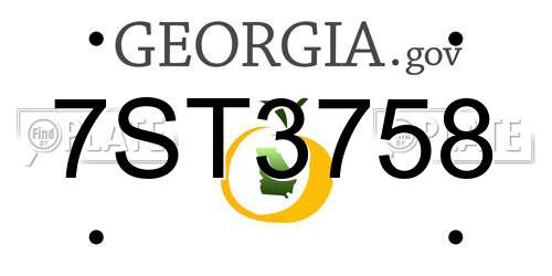 7ST3758 Georgia License Plate