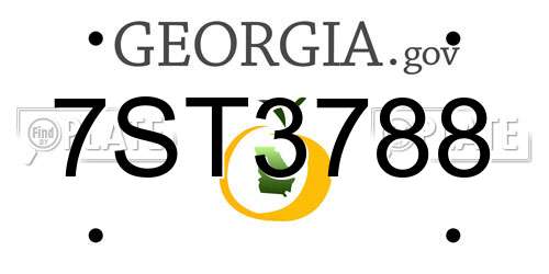 7ST3788 Georgia License Plate