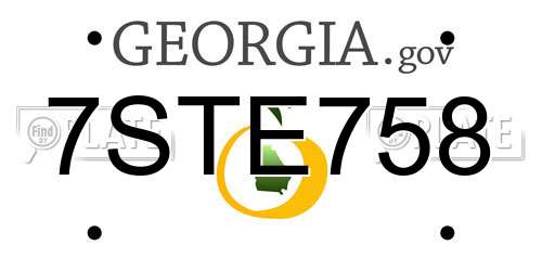 7STE758 Georgia License Plate