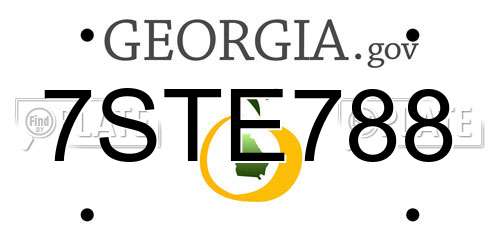 7STE788 Georgia License Plate