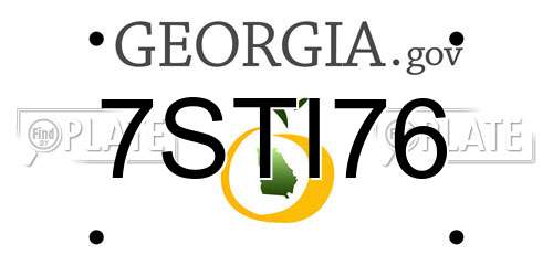 7STI76 Georgia License Plate
