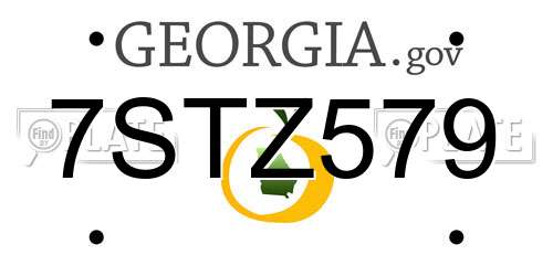 7STZ579 Georgia License Plate