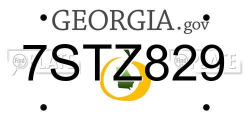 7STZ829 Georgia License Plate